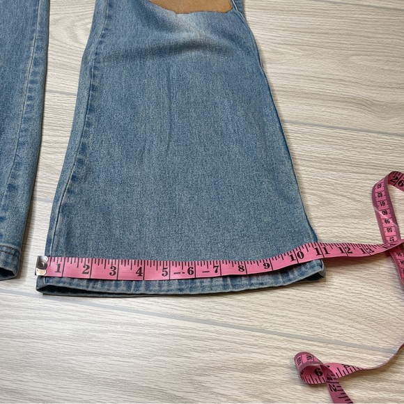 Joe Boxer Y2K 2000’s Flare Suede Leather Patchwork Light Wash Jeans Size 13 - Picture 12 of 15